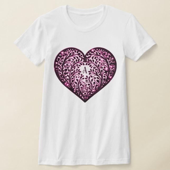 Elegant Heart Silhouette T Shirt (Laydown)