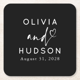 Elegant Heart-skript Bröllop eller repetitionsmidd Underlägg Papper Kvadrat