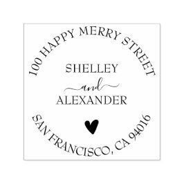 Elegant Heart Två Namn Returadress Självfärgande Stämpel