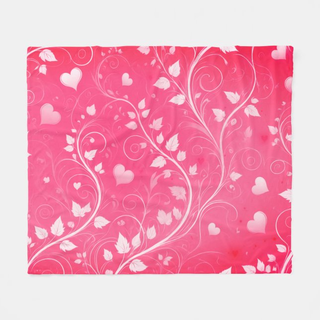 Elegant Heart Vines: Romantisk Blommigt Design Fleecefilt (Framsidan (Horisontell))
