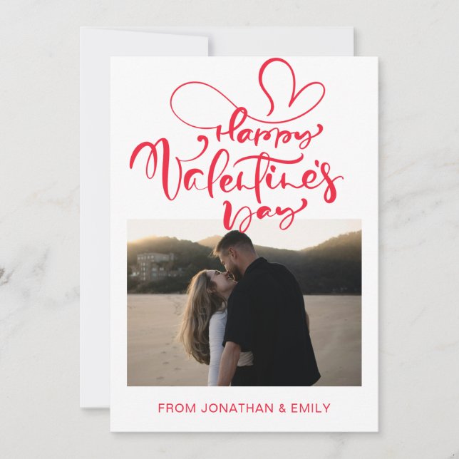 Elegant Hearts Happy Valentine's Day 1 Photo Julkort (Framsida)