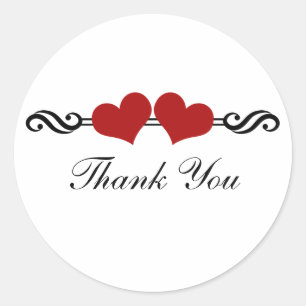 Elegant Hearts Tack Stickers, Red Runt Klistermärke