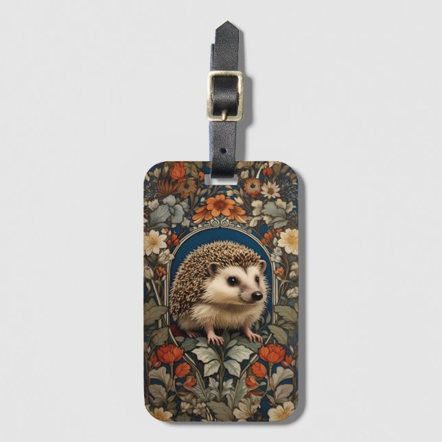 Elegant Hedgehog William Morris Inspired Bagagebricka (Framsida vertikal)