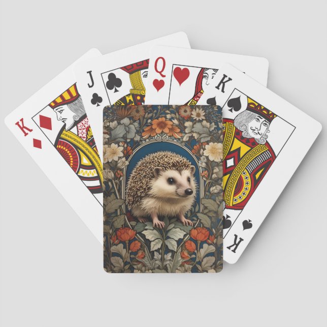 Elegant Hedgehog William Morris Inspired Casinokort (Baksidan)