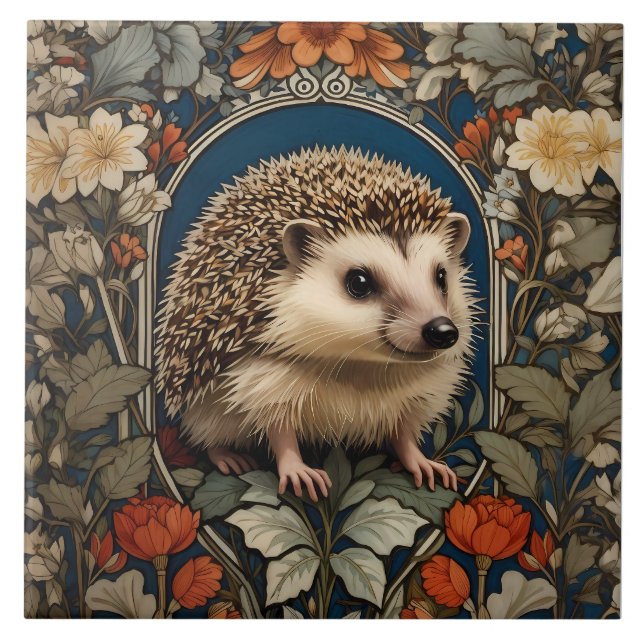 Elegant Hedgehog William Morris Inspired Kakelplatta (Framsidan)