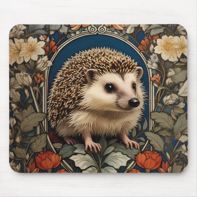 Elegant Hedgehog William Morris Inspired Musmatta (Framsidan)