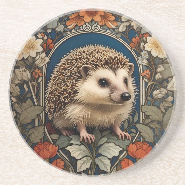 Elegant Hedgehog William Morris Inspired Underlägg (Framsidan)