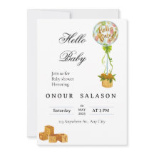 Elegant Hej Baby Ballong Blower Inbjudan