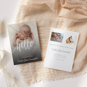 Elegant Hej Nyfödd bebis Photo Birth Notice