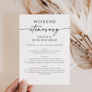 Elegant Helg Födelsedags Itinerary Inbjudan