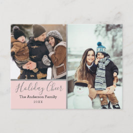 Elegant Helgdag Cheer Photo Collage Silver Vykort