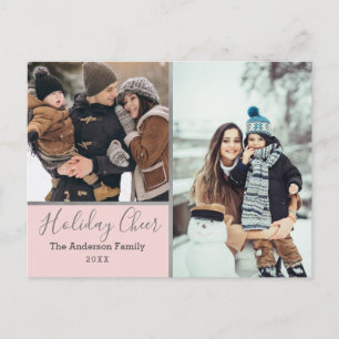 Elegant Helgdag Cheer Photo Collage Silver Vykort