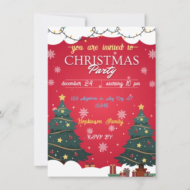 ELEGANT HELGDAG DELIGHT RED CHRISTAMS PARTY INBJUDNINGAR (Framsida)