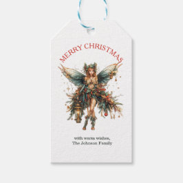 Elegant Helgdag Fairy med Lantern-jul Presentetikett