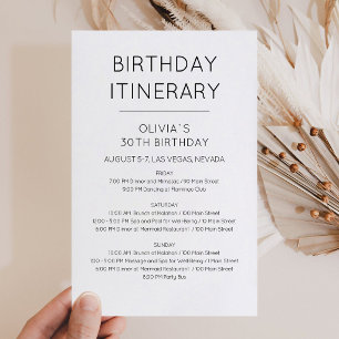Elegant Helgdag Födelsedags Itinerary Inbjudan