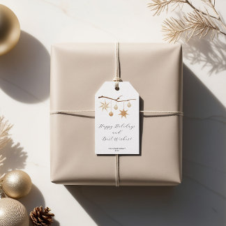 Elegant Helgdag Gift Märkre med Guld Stars och Orn Presentetikett