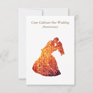 Elegant helgdag,Golden Couple Inbjudningar