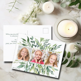 Elegant Helgdag Greenery Family 3 Photo Modern Vykort