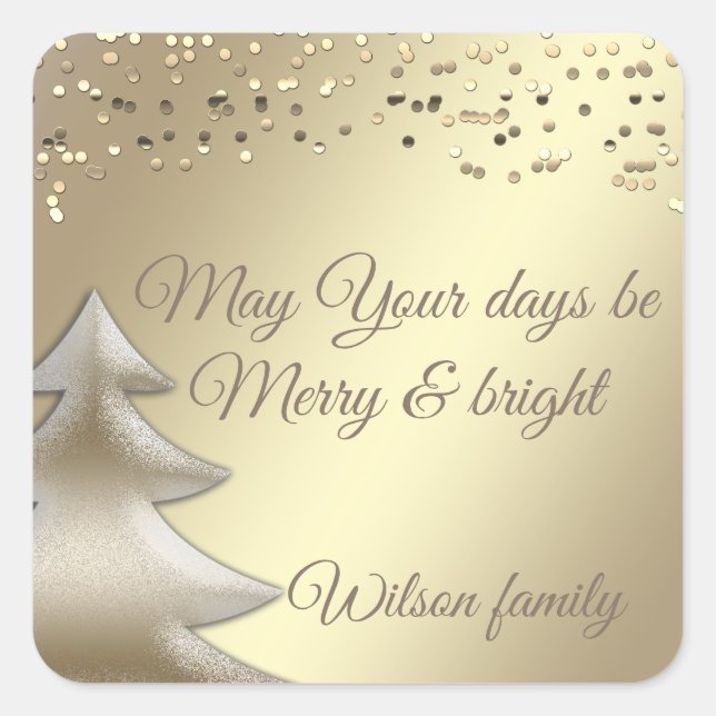 Elegant Helgdag guld konetti Fyrkantigt Klistermärke (Framsida)