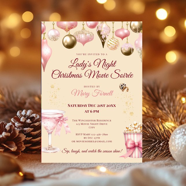 Elegant Helgdag Ladys inbjudan till nattparti (Elegant Holiday Ladys’ Night Party Invitation)
