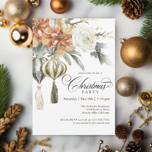 Elegant Helgdag Ornaments Blommigt jul Party Inbjudningar