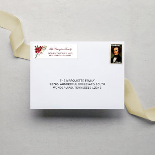 Elegant Helgdag Poinsettia Adress Returadress Etikett