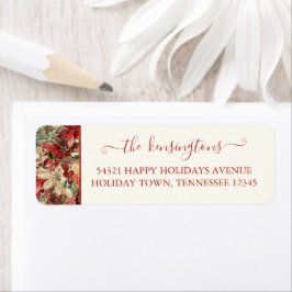 Elegant Helgdag Poinsettia jul Adress Returadress Etikett