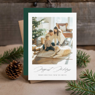 Elegant - Helgdagar Familjens Grönt Jul Julkort