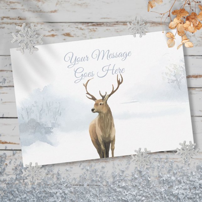 Elegant Helgdagar för  av vinterstämpel på julgran Julkort (Winter Stag Christmas Holidays Elegant Script Holiday Card)