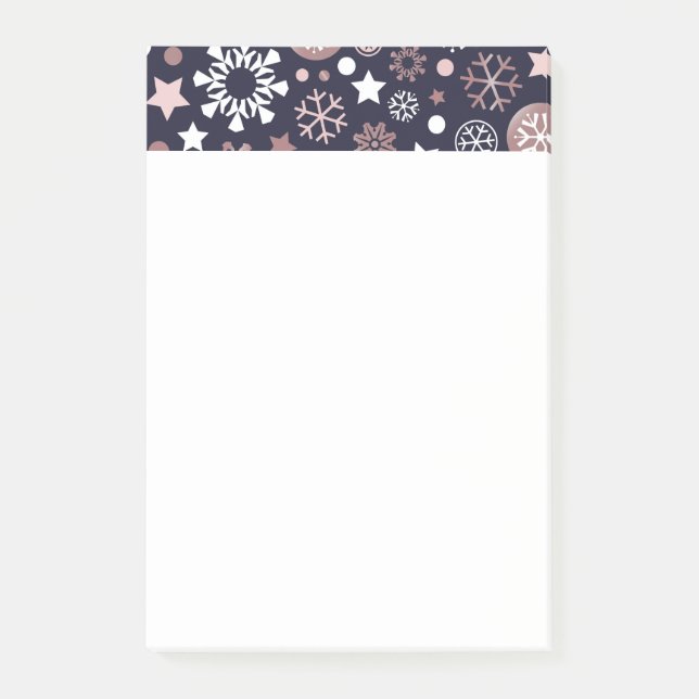 Elegant helgdagar på vintern rosa guld metalliska  post-it block (Framsida)