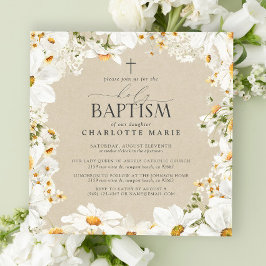 Elegant Heliga Baptism Kor Blommigt VattenfärgsDai Inbjudningar