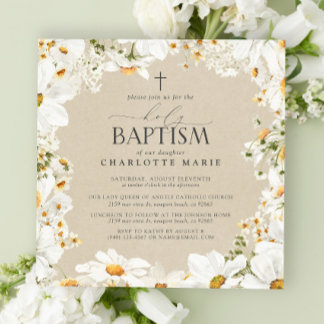 Elegant Heliga Baptism Kor Blommigt VattenfärgsDai Inbjudningar