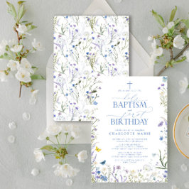 Elegant Heliga Baptism och Blåa blommor vid födels Inbjudningar