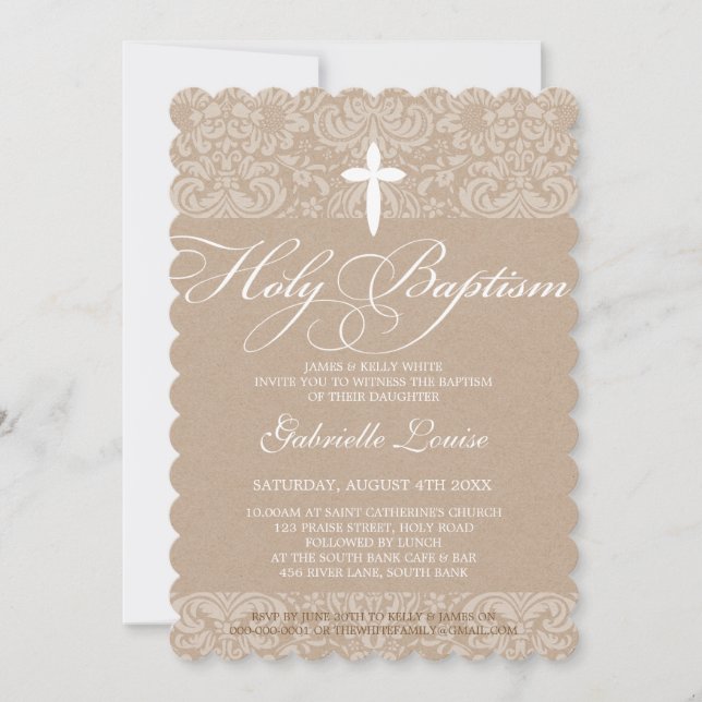 ELEGANT HELIGA BAPTISM-snyggt, dammmanschett Kraft Inbjudningar (Framsida)