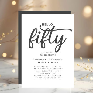Elegant Hello Fifty 50-årsfirande Inbjudningar