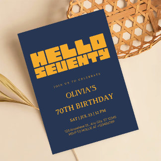 Elegant Hello Seventy Marinblå 70-årsdag Inbjudningar