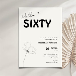 Elegant Hello Sixty Fetstil Typografi 60-årsdag Inbjudningar