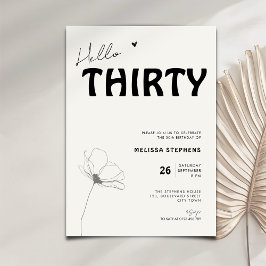 Elegant Hello Thirty Bold Typography 30th Birthday Inbjudningar