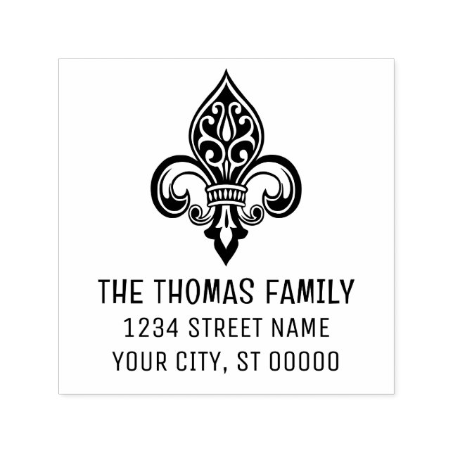 Elegant Heraldic Fleur de Lis #26 Namn Adress Självfärgande Stämpel (Design)