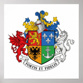 Elegant Heraldic Vapensköld - Fortis et Fidelis Mo Poster