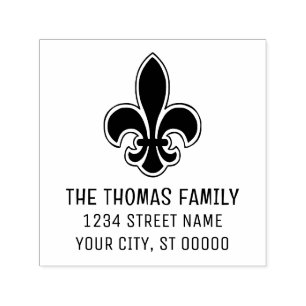 Elegant heraldisk Fleur de Lis #22 Namn Adress Självfärgande Stämpel