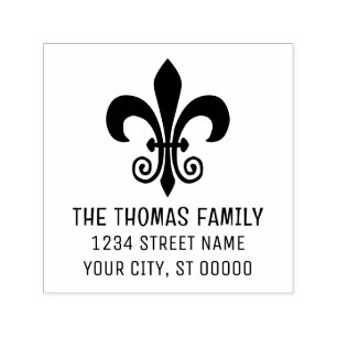 Elegant heraldisk Fleur de Lis #41 Namn Adress Självfärgande Stämpel