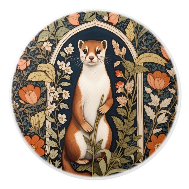 Elegant Hermelin William Morris Inspirerad Blomma Knopp (Framsidan)