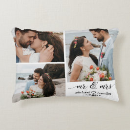 elegant herr och fru bröllop 3 bilder collage prydnadskudde