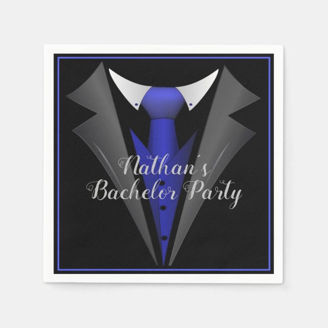 Elegant Herrblå Slip Pappersservett (Framsidan)