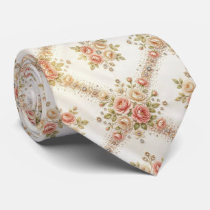 Elegant Herrhalsduk   Rosa engelska rosor Slips