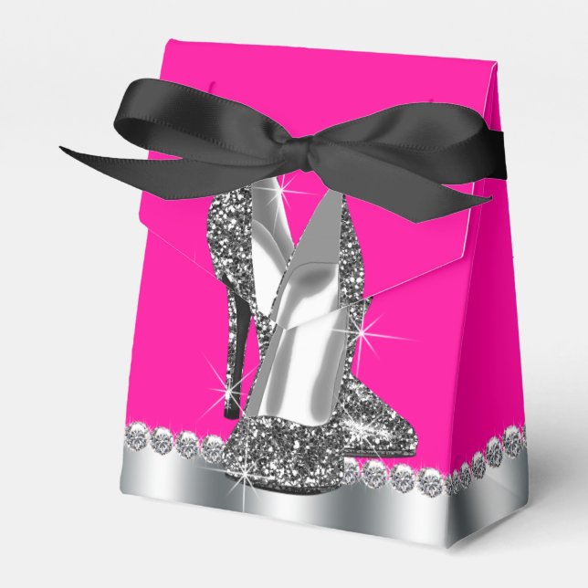 Elegant het rosa glitter högklackad sko presentaskar (Framsidan Sidan)