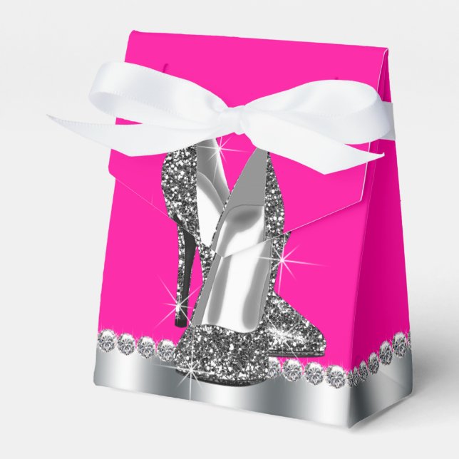Elegant het rosa glitter högklackad sko presentaskar (Framsidan Sidan)