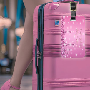 Elegant het rosa glitterdropp möhippa bagagebricka