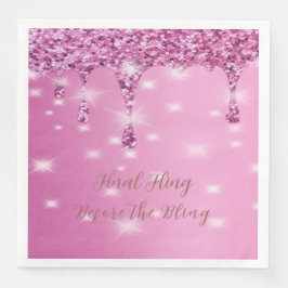 Elegant het rosa glitterdropp möhippa pappersservett